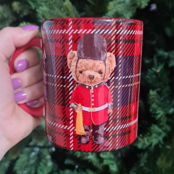 Teddy Bear Design Christmas Patterned Red Mug