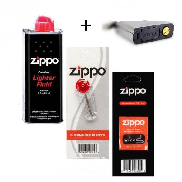 Zippo Lighter Gasoline + Stone + Wick + Silicone Sealing Device