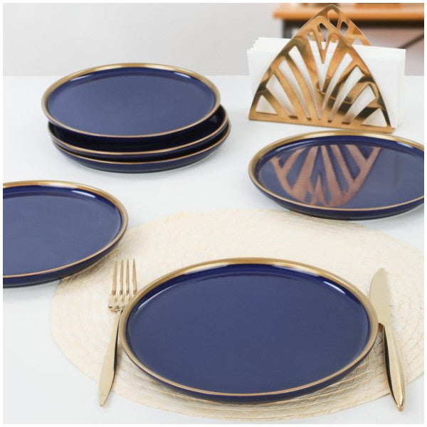 Keramika Nordic Gold Cobalt Cake Plate 22 Cm 6 Pieces