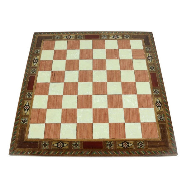 Mother Of Pearl Embroidered Chessboard 32 Cm X 32 Cm