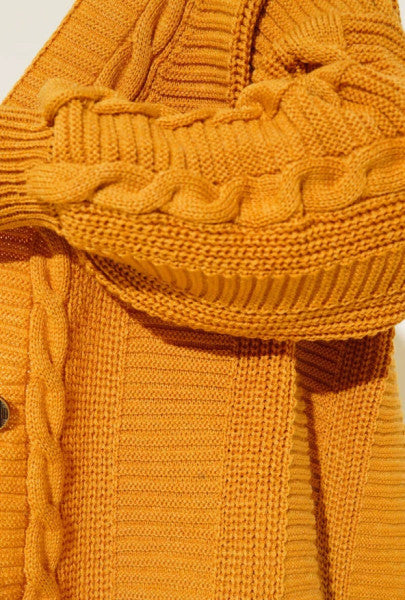 Buttoned Front Knitted Cardigan Mustard