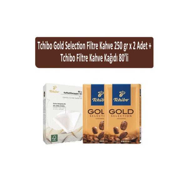 Tchibo Gold Selection Filter Coffee 250 Gr X 2 Pieces + Tchibo Filter Coffee Paper 80 Pieces