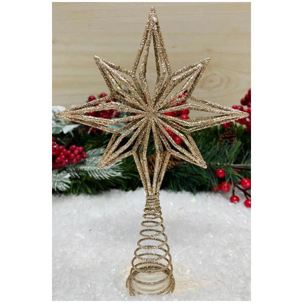 Beysüs Christmas Pine Tree Ornament Top Star North Star Metal Gold 25 Cm