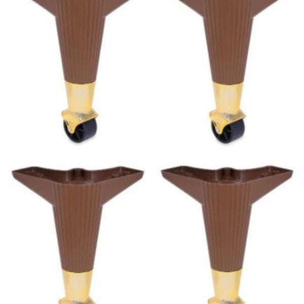 Tekerlekli sehpa bacakları 4 kahverengi altın 19 cm seti