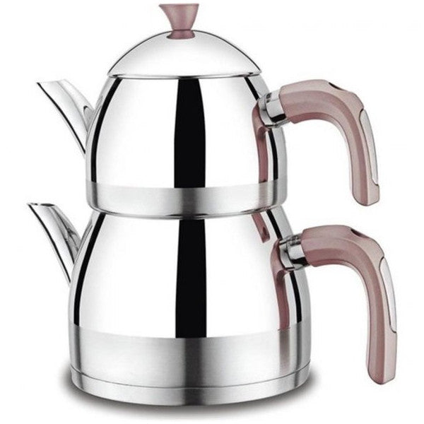 Vıvaldı Premium Steel Teapot Family Size 4 Pieces With Rose Cup G029