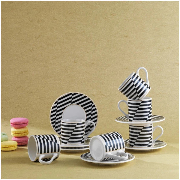 Schafer Fun 6 Person Coffee Cup Set-12 Pieces-Black