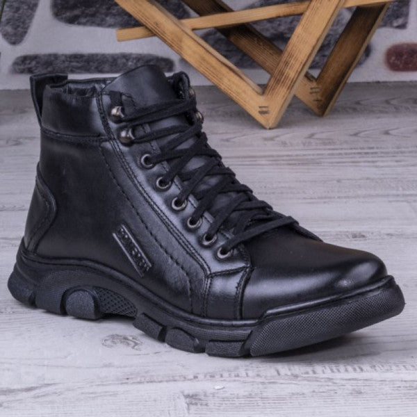 Ghattix Zatta Winter Genuine Leather Men's Boots with Zipper