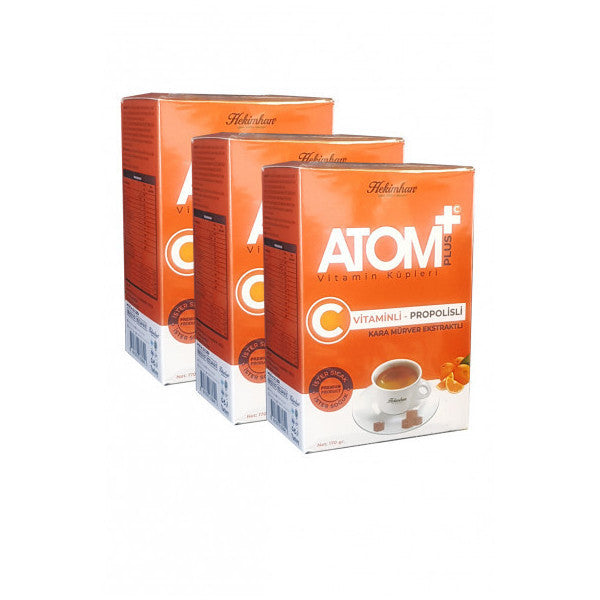 3 Boxes Of Atom Tea Hekimhan Atom Plus Vitamin Cubes Vitamin C + Propolis Atom Cube