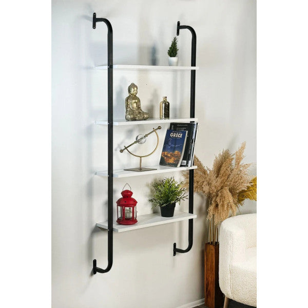 Weblonya White Bookcase 4 Tier Shelf Wall Mounted Bookcase 5525