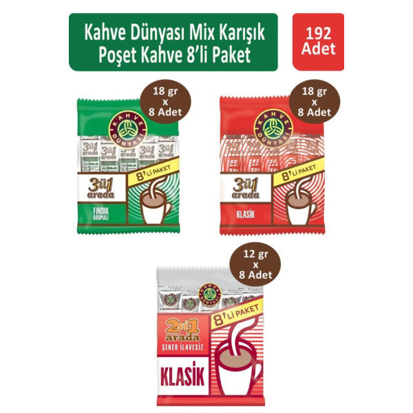 Kahve Dünyası Mix Mixed Coffee Bags 8 Pack X 24 Pieces