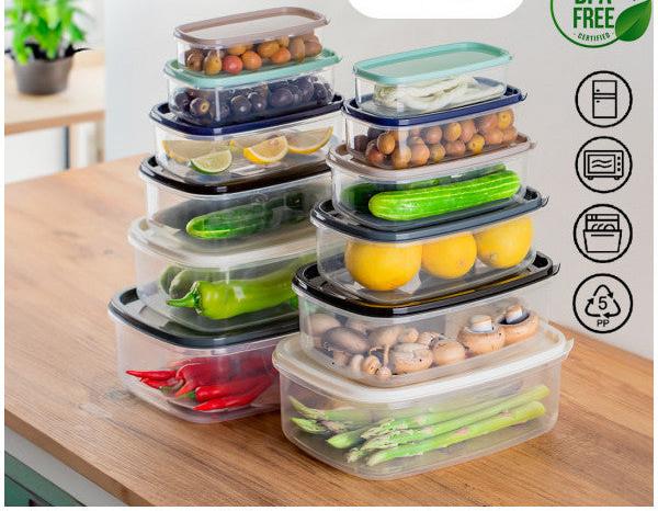 Porsima 1002 12 Pieces Rectangular Plastic Storage Container - Multi-Purpose Food Storage Container Set