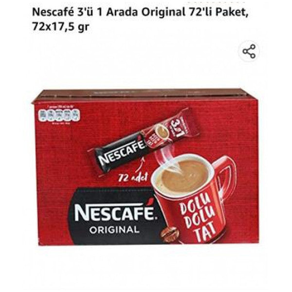 Nestle Nescafe 3 İn 1 Coffee 72 Pieces Original
