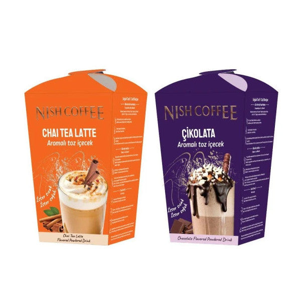 Nish Chai Tea Latte, Chocolate Flavored Powder Drink Set Of 2 (2X250 Gr)