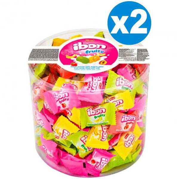Elvan İbon Fruity Fruit Flavored Milk Filled Hard Candy 1 Kg X  2