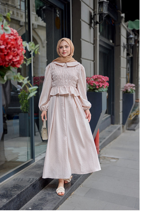 Peter Pan Collar Strapless Suit Powder Pink