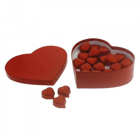 20 adet kalp çikolata kırmızısı bir karton kutu
