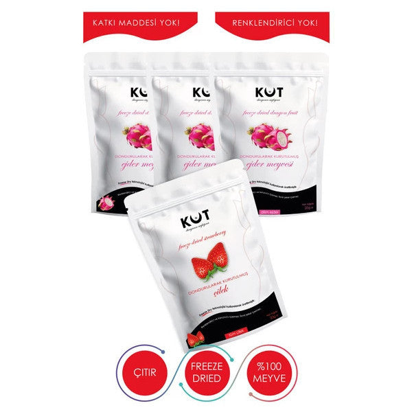 Freeze Dried Strawberry And Dragon Fruit - Freeze Dried White Dragon Fruit (3 X 20 G) + Strawberry (1 X 20 G)