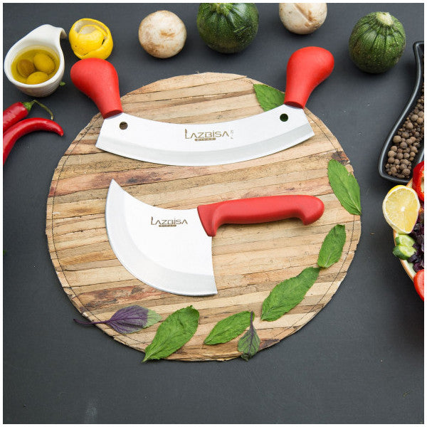 Lazbisa Kitchen Knife Set Meat Cleaver Pizza Pide Pastry Minced Meat Chopper Cleaver Set Of 2