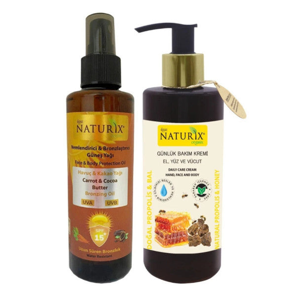 Cocoa & Carrot Oil Spf 15 Intensive Bronzing Oil 200 Ml + Propolis & Honey Extract 250 Ml Care Cream