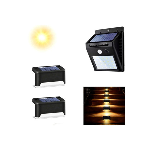 3 Led Solar Powered Stairs And Walkway Lamp Waterproof Sensor Wall Lamp