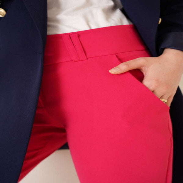 Double Button Carrot Trousers Fuchsia