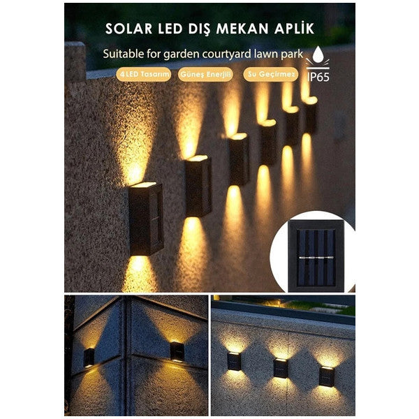 Pilelistore 4 Led Solar Double Sided Wall Lamp Solar Powered Lighting Decoration Wall Light