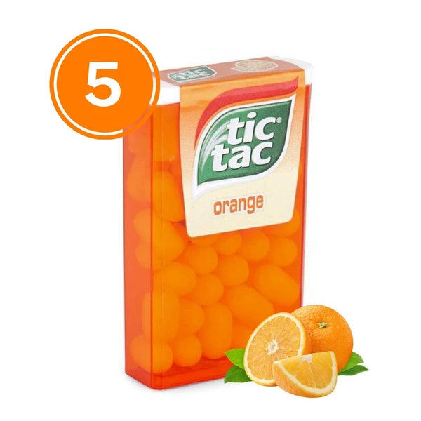 Tic Tac Orange Flavored Candy 18 Gr. (5 Pieces)