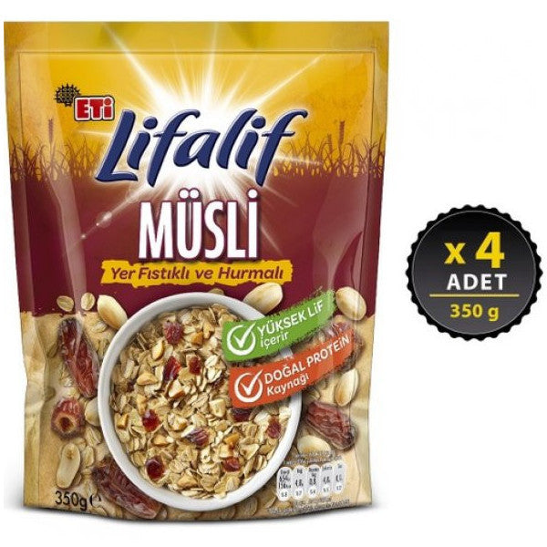 Eti Lifalif Peanut And Date Muesli 350 G X 4 Pieces