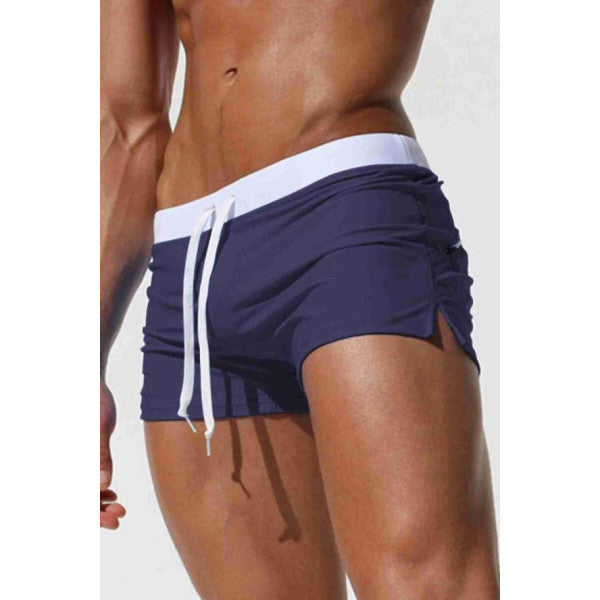 Angelsin Navy Blue Lycra Men's Swim Shorts