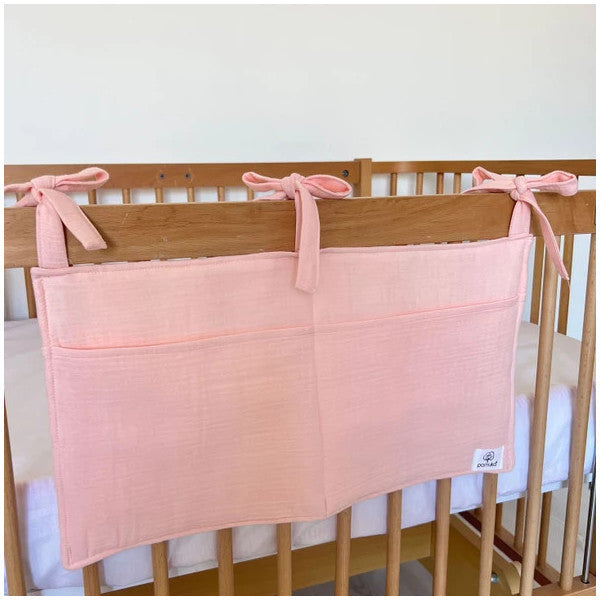 Pamuka Muslin Crib Organizer -Baby Pink