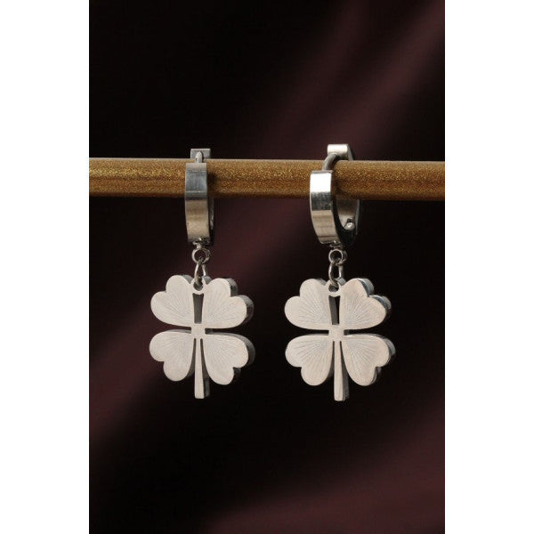 316L Steel Silver Color Clover Earring