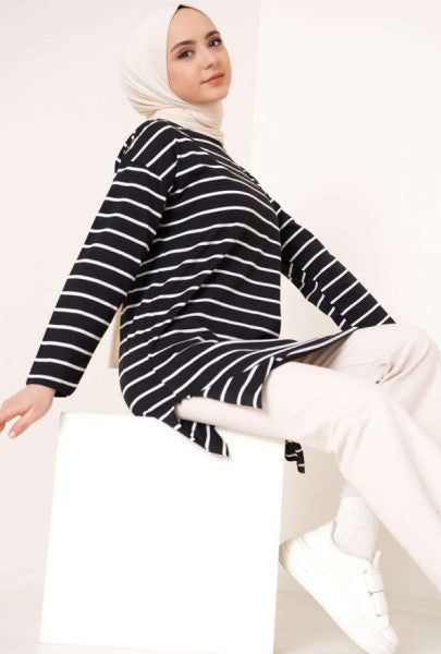 Striped Tunic Black