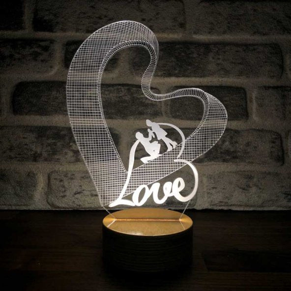 3D Lover Couple Heart Lamp