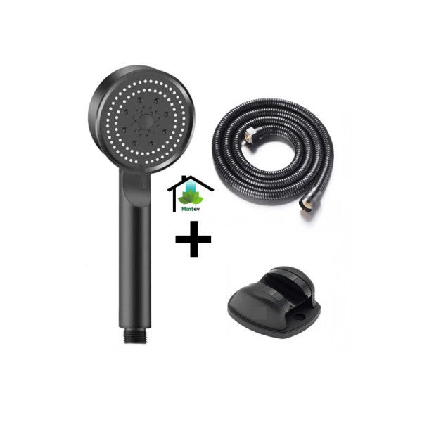 5 Function High Pressure Shower Head Joint 150 Cm Hose Black Shower Set