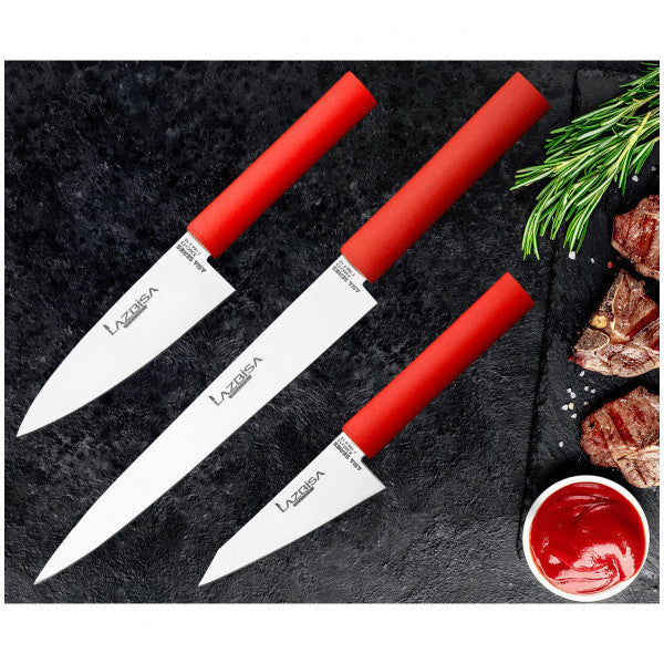 Lazbisa Asia 3 Piece Kitchen Knife Set Meat Bread Vegetable Fruit Onion Salad Chef Knife