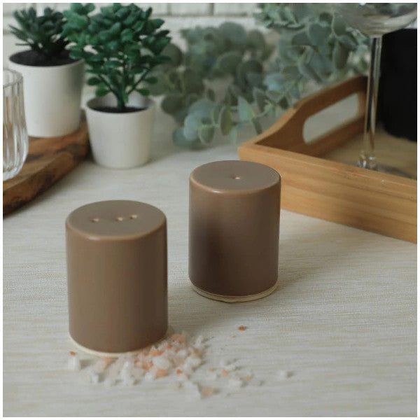 Keramika Matte Earth Taupe Stackable Salt / Pepper Shaker 6 Cm