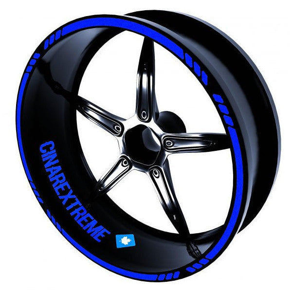 4-Piece Cutout Design Reflective Blue Rim Strip Sticker Çınar Extreme