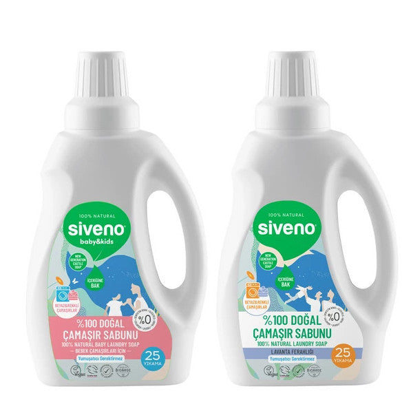 Siveno 100% Natural Laundry Soap & Baby Laundry Soap Self-Softening Herbal Detergent Concentrate Vegan 750 Ml Set