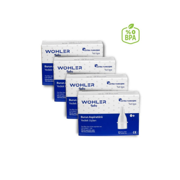 Wohler Nasal Aspirator Replacement Tips 10-Pack Individually Wrapped X 4 = 40 Pieces (Compatible With Otri Bebe)