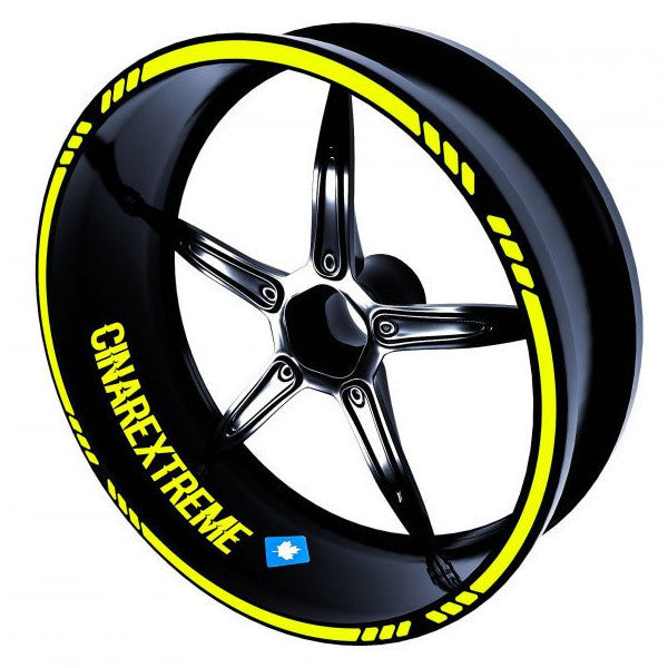 4-Piece Cutout Design Fluorescent Yellow Rim Stripe Sticker Çınar Extreme