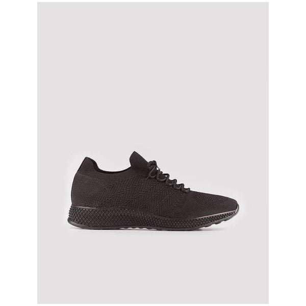 Knitted Black Lace-Up Men's Sneakers