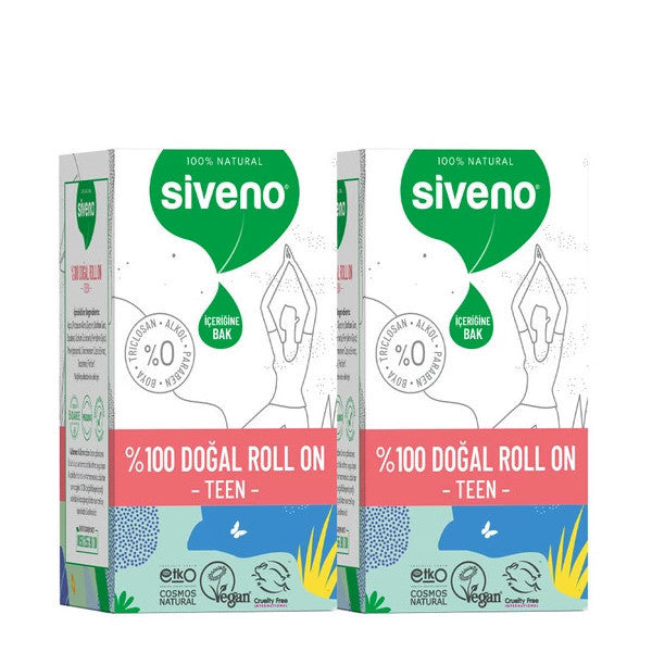 Siveno 100% Natural Roll-On Teen Girl Deodorant Anti-Sweat Odor Herbal Stainless 50 Ml X 2 Pieces