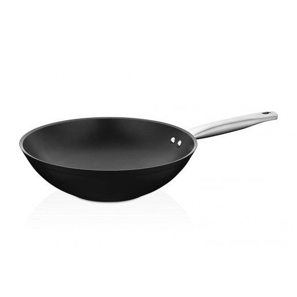 Amboss Dark Granite Fireproof Non-Stick Titanium Coated Wok Pan - 28 Cm