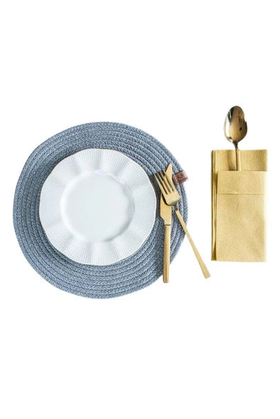 Vos Versa American Service Single Placemat Luxury Serving Plate Coaster - Round Grey Vvhm0044