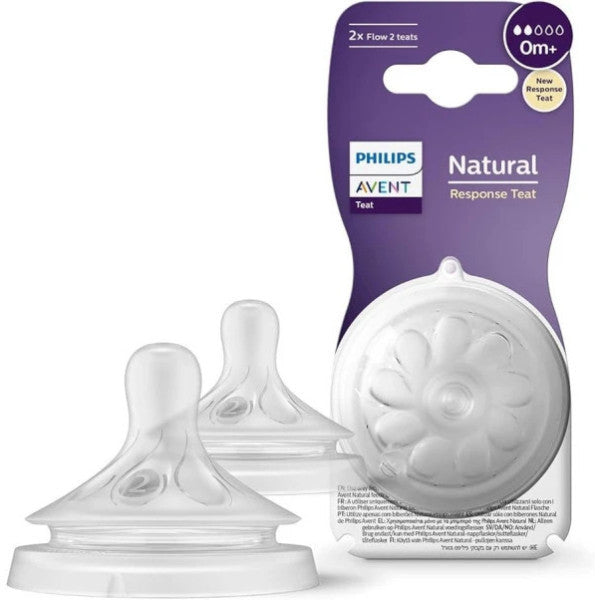 Philips Avent Natural Response 2 Bottle Pacifiers, 2 Numbers, 0 Months+ -Scy 962/02