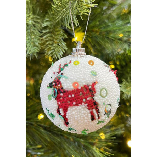 Beysüs Christmas Pine Tree Ornament 6 Cm 6 Pieces Cute Ball Deer Printed 0003