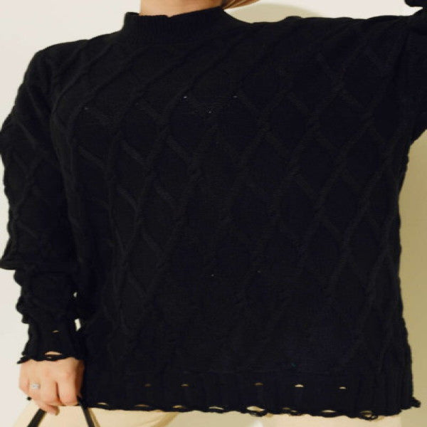 Lozenge Pattern Knitwear Tunic Black