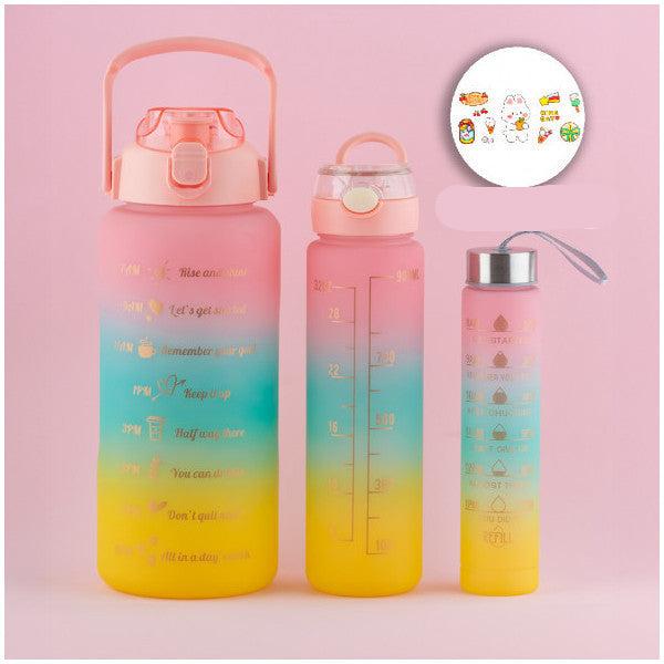 Porsima 11918 3-Piece Motivational Sticker Odorless Sports Water Bottle - Water Bottle - Colorful Water Bottle Pink