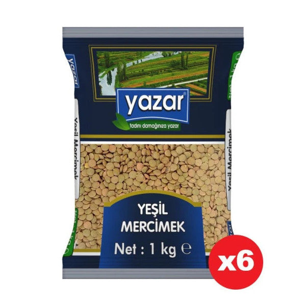 Yazar Green Lentils 1 Kg. X 6 Pieces