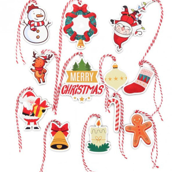 12 Pieces 6-9 Cm Wooden Christmas Tree Ornament Mixed Model